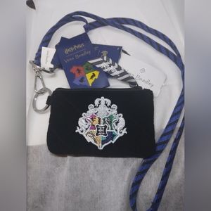 Vera Bradley new Hogwarts style corduroy zip ID case / card carrier black